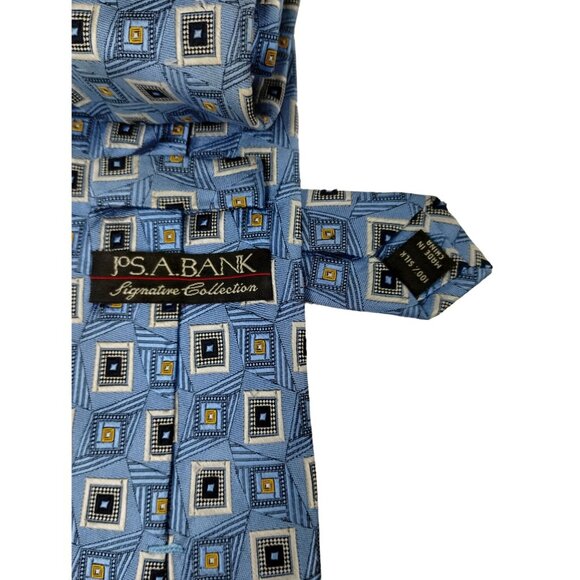 Jos. A. Bank Signature Collection Mens Geometric Blue Silk Tie - Picture 5 of 7